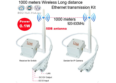 Wireless Long-Distance Bridge-Extender WIFI 1 to 1 or 1 to 4 AP Transmission Sender-Receiver Plug and Play for IP Camera/PTZ with DC12 Y